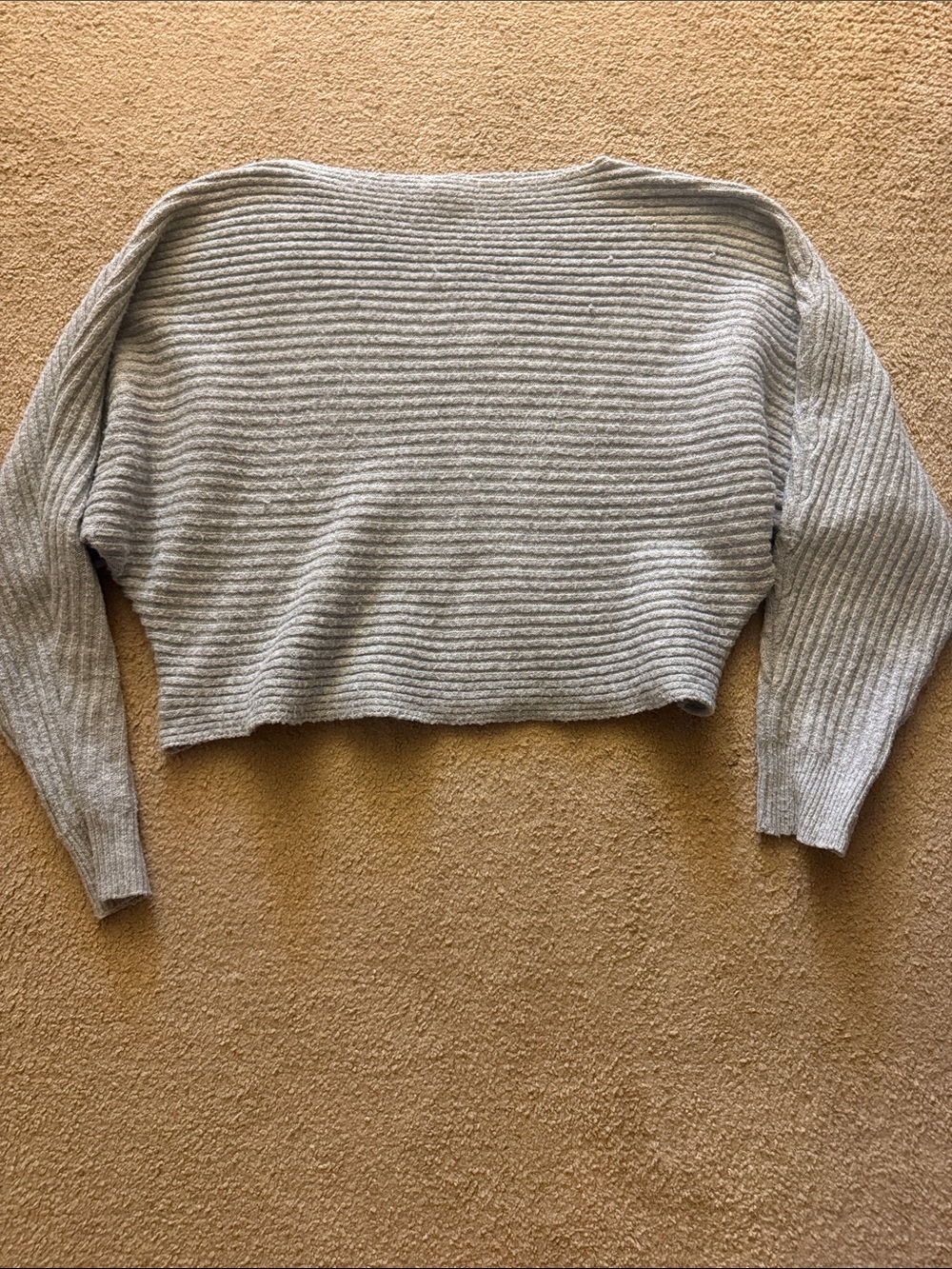 Melrose and Market Light Gray Ribbed Cropped Crewneck Sweater